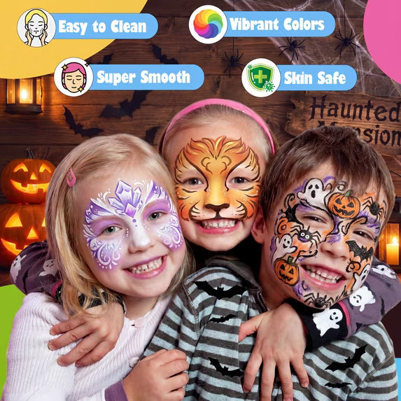 Fenmay Face Painting, 12 Colors XL Washable Face Body Paint Crayons Sticks, Non-Toxic Safe Smooth Makeup Painting Pen