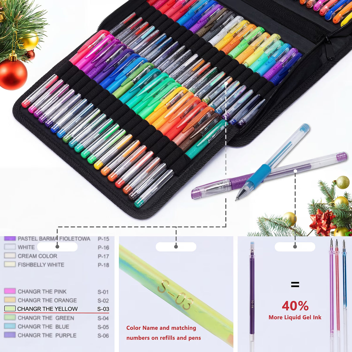 Fenmay 160 Pack Glitter Gel Pens 80 Pack Gel Pens with 80 Refills for Adult Coloring Books for Drawing, Doodling