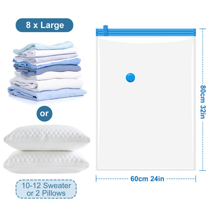 Fenmay 10 Pack Large Vacuum Storage Bags with Hand Pump, Airtight Reusable Space Saver Vacuum Seal Bags for Clothes, Blankets, Pillows & Bedding
