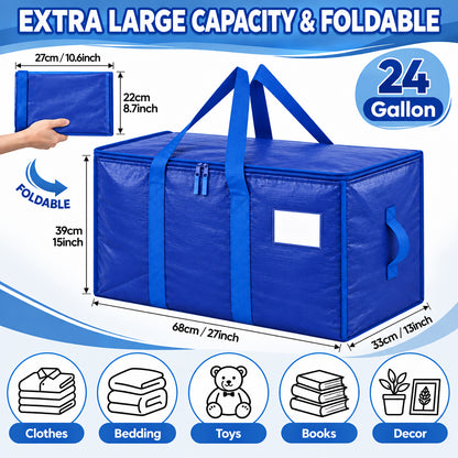Fenmay 4 Pack Heavy Duty Extra Large Moving Bags with Backpack Straps, Reinforced Handles & Smooth Zippers, Waterproof Puncture Resistant Storage Totes for Clothes, Dorm, Moving & Travel