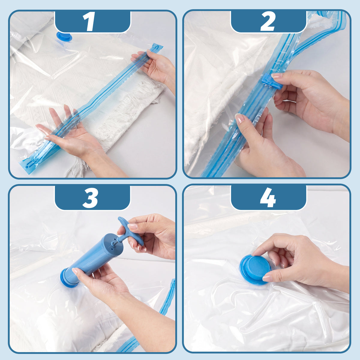 Fenmay 10 Pack Large Vacuum Storage Bags with Hand Pump, Airtight Reusable Space Saver Vacuum Seal Bags for Clothes, Blankets, Pillows & Bedding