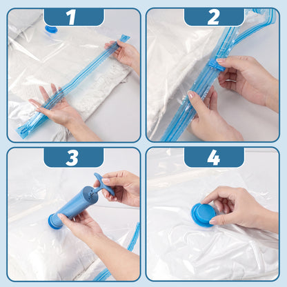 Fenmay 10 Pack Large Vacuum Storage Bags with Hand Pump, Airtight Reusable Space Saver Vacuum Seal Bags for Clothes, Blankets, Pillows & Bedding