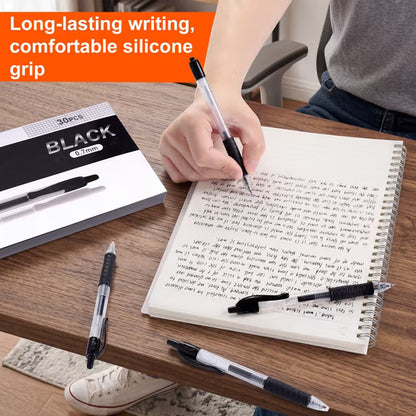 Fenmay Gel Pens,30 Retractable Black gel pens,smooth writing(0.7mm) gel ink pens for office & students