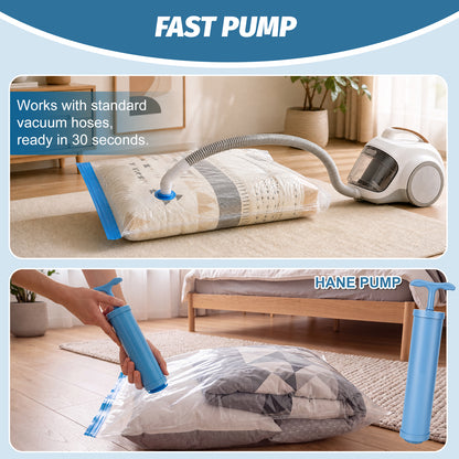 Fenmay 10 Pack Large Vacuum Storage Bags with Hand Pump, Airtight Reusable Space Saver Vacuum Seal Bags for Clothes, Blankets, Pillows & Bedding