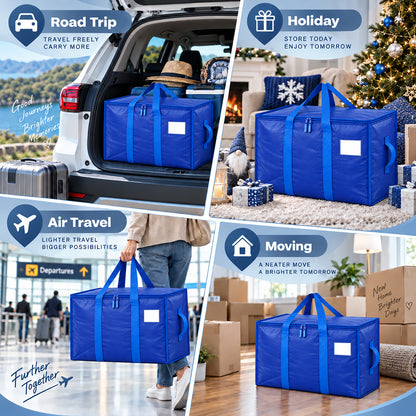 Fenmay 4 Pack Heavy Duty Extra Large Moving Bags with Backpack Straps, Reinforced Handles & Smooth Zippers, Waterproof Puncture Resistant Storage Totes for Clothes, Dorm, Moving & Travel