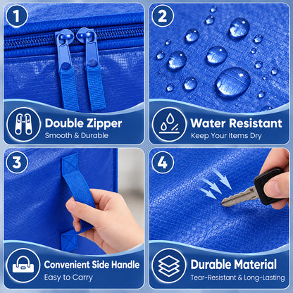Fenmay 4 Pack Heavy Duty Extra Large Moving Bags with Backpack Straps, Reinforced Handles & Smooth Zippers, Waterproof Puncture Resistant Storage Totes for Clothes, Dorm, Moving & Travel