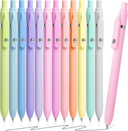 Fenmay Gel Pens, 12 Pcs Black Ink Pens 0.7mm Medium Point| Quick Dry No Smudge, Smooth Writing, Retractable Aesthetic Pens for Journaling Note Taking Office Supplies