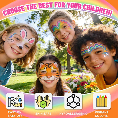 42Pcs XL Face Paint Crayons for Kids - Non-Toxic, Vibrant Colors Face Painting Crayons Kit| Easy to Use, Safe for Sensitive Skin and Perfect for Kids Party, Easter Makeup, School Event, Cosplay