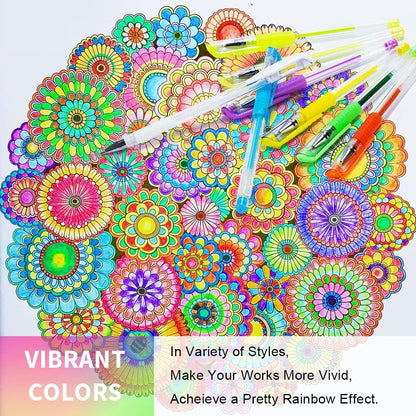 Fenmay Glitter Pens, 100 Pack Sparkle Gel Pens Vibrant Color Set for Adult Durable & Comfortable Grip
