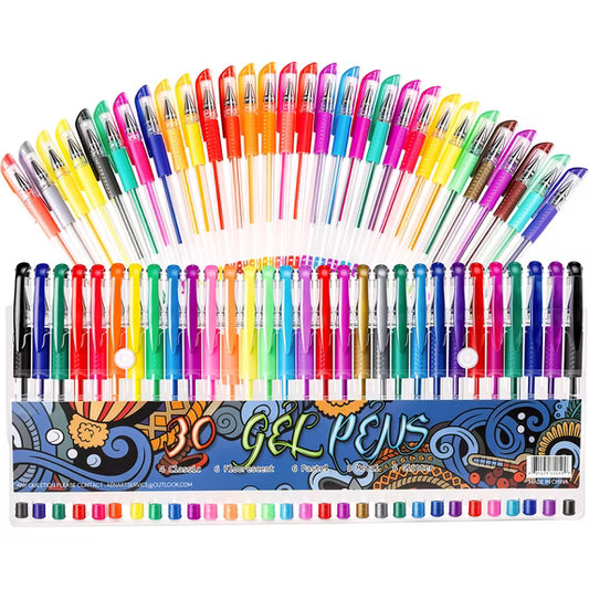 Fenmay 30 Colors Fine Tip Gel Pens Set, 40% More Ink Smooth Colored Gel pen for Adult Coloring Books