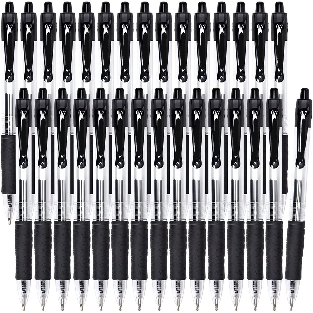 Fenmay Gel Pens,30 Retractable Black gel pens,smooth writing(0.7mm) gel ink pens for office & students