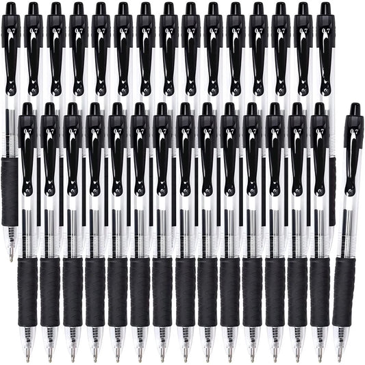 Fenmay Gel Pens,30 Retractable Black gel pens,smooth writing(0.7mm) gel ink pens