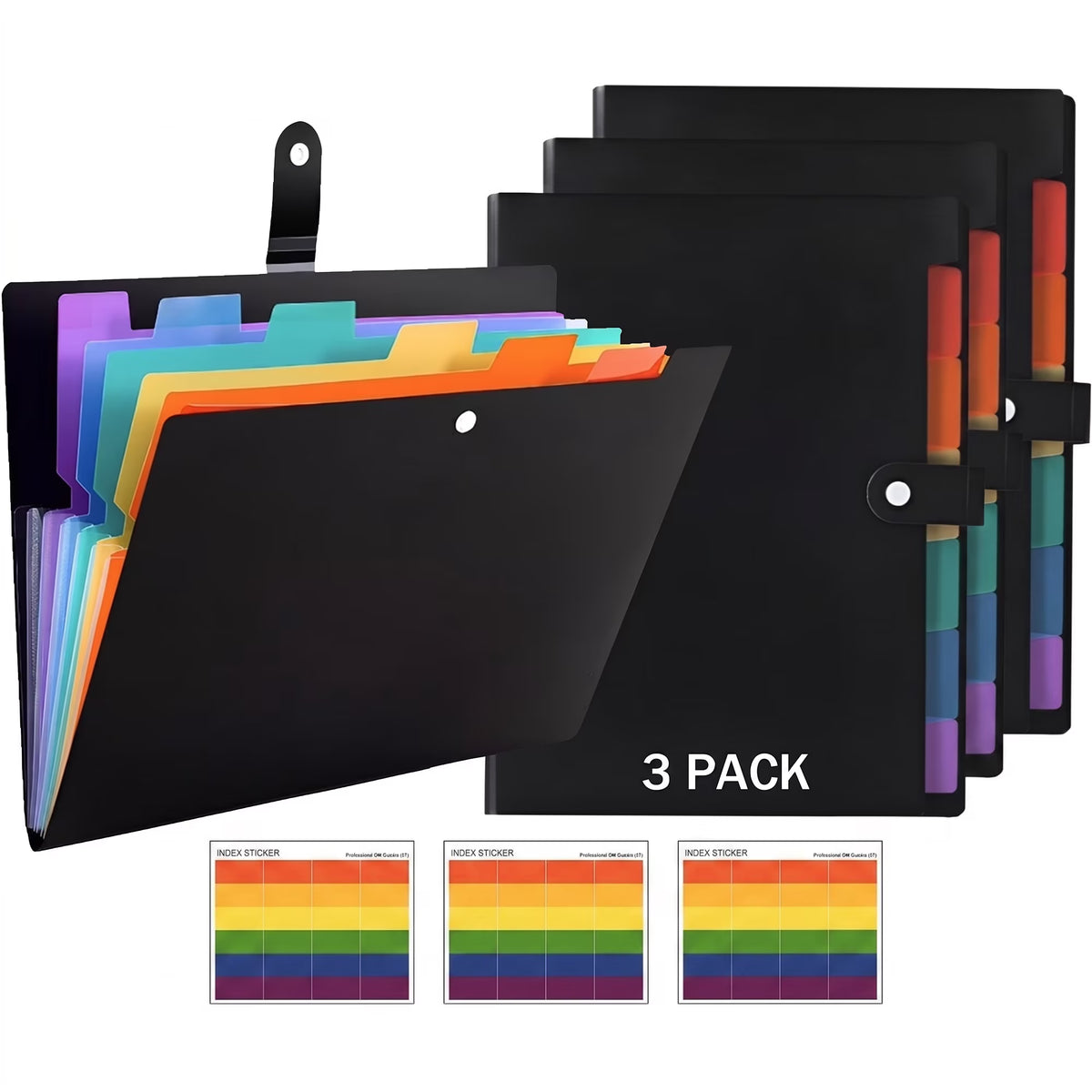 Fenmay 7-Pocket Expanding File Folder 3 Pack, Durable Accordion Document Organizer