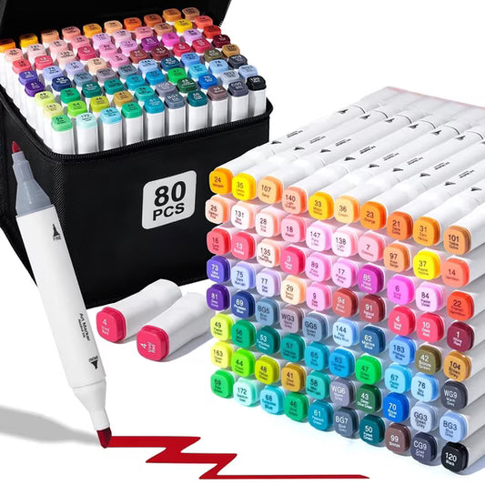 Fenmay 80 Dual Tip Colors Alcohol Art Markers, Brush & Fine Point Pens, Smooth Ink