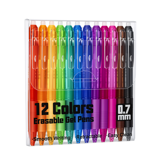Fenmay Erasable Gel Pens 12 Colors, Retractable Fine Point Clicker Erasable Pens, Smooth Assorted Color Ink