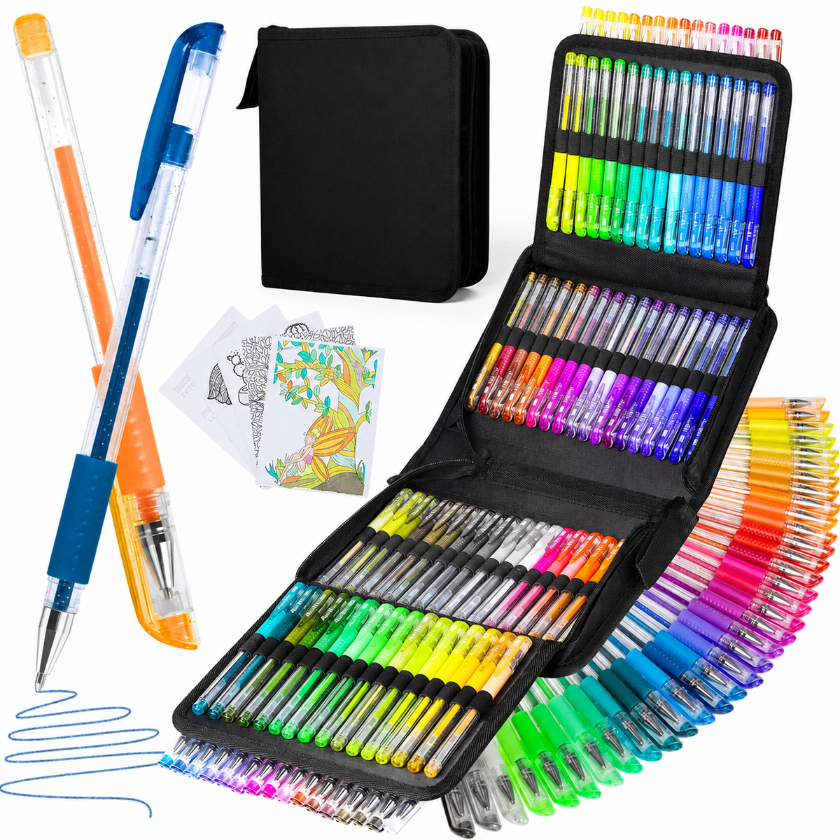 Fenmay Glitter Pens, 100 Pack Sparkle Gel Pens Vibrant Color Set for Adult Durable & Comfortable Grip