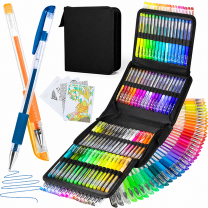 Fenmay Glitter Pens, 100 Pack Sparkle Gel Pens Vibrant Color Set for Adult Durable & Comfortable Grip