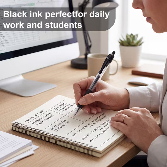 Fenmay Gel Pens,30 Retractable Black gel pens,smooth writing(0.7mm) gel ink pens for office & students