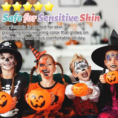 Fenmay Face Painting, 12 Colors XL Washable Face Body Paint Crayons Sticks, Non-Toxic Safe Smooth Makeup Painting Pen