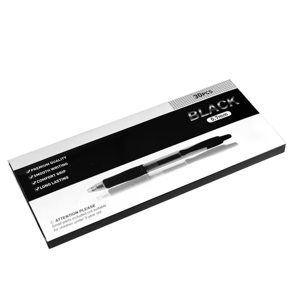 Fenmay Gel Pens,30 Retractable Black gel pens,smooth writing(0.7mm) gel ink pens for office & students